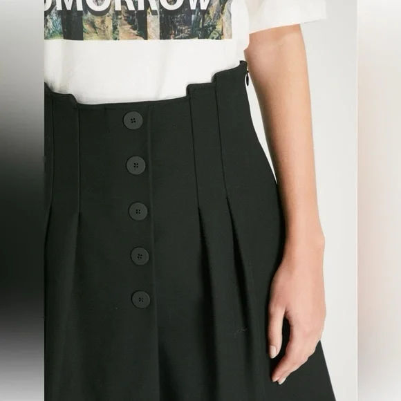 Maje Jioma Pleated Flared ALine Mini Skirt Black Size 38 - Picture 5 of 14